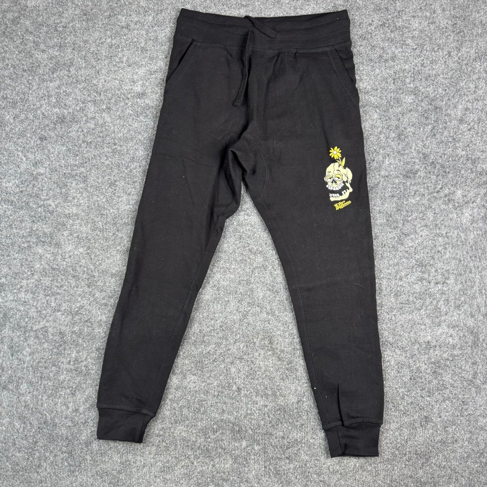 Your Highness Sweatpants Mens Size Small Black Skull Graphic Joggers Slim Fit